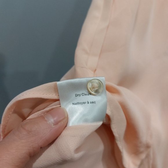 Aritzia Babaton Benedict Button Up Silk Shirt Dress Small Peachy Pink - Picture 7 of 7